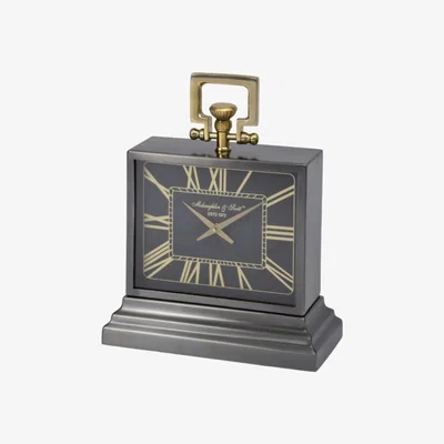 Olivia's Libra Latham Small Aluminium Rectangular Clock Black And Gold