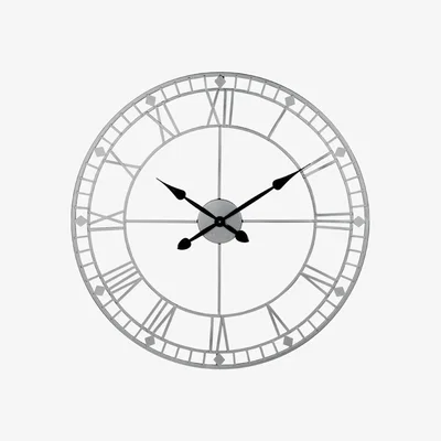 Olivia's Olivia's Antique Metal Round Wall Clock in Silver