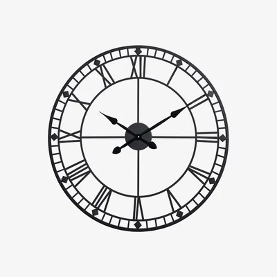 Olivia's Olivia's Donnie Metal Round Skeleton Wall Clock in Black