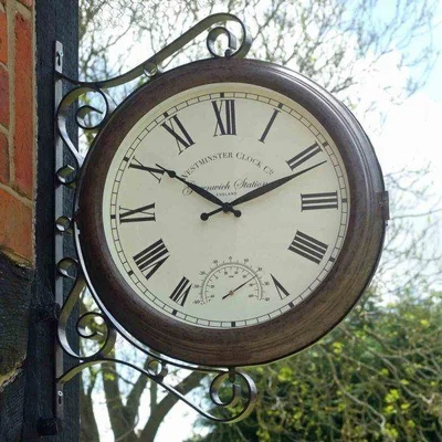 Downtown Smart Garden Greenwich Station Wall Clock & Thermometer 15'