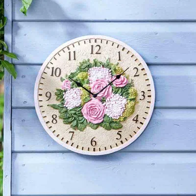 Downtown Floral Hand-Painted Resin 12' Wall Clock