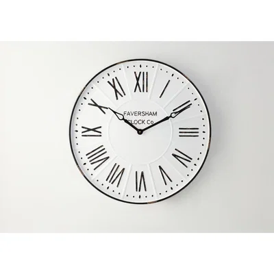 Perch and Parrow Basil Large Vintage Wall Clock in White
