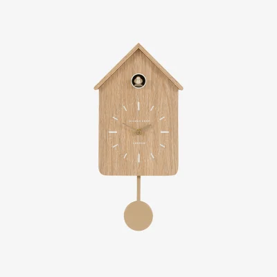Perch and Parrow Loki Cuckoo Clock in Oak