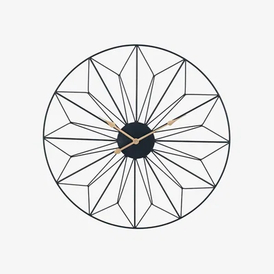 Pagazzi Round Geometric Black & Gold Wall Clock