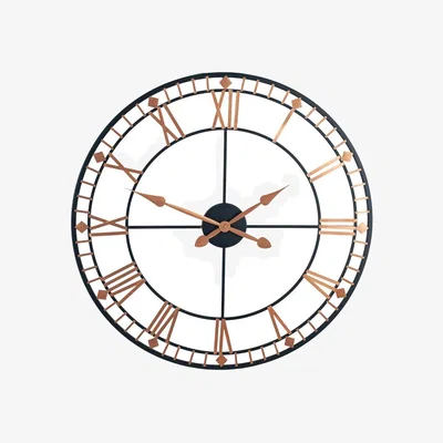 Pagazzi Round Black & Rose Gold Metal Wall Clock