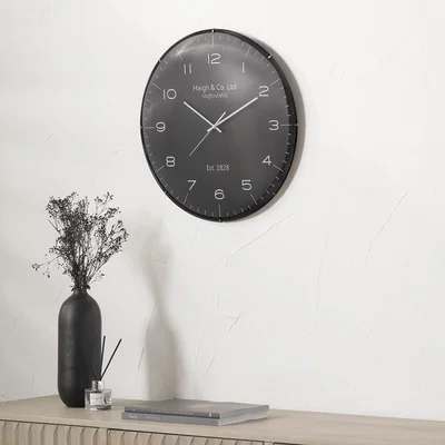 Pagazzi Black and Silver Dome Glass Wall Clock
