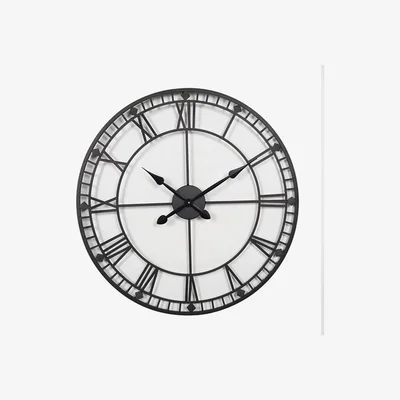 Pagazzi Round Black Skeleton Wall Clock