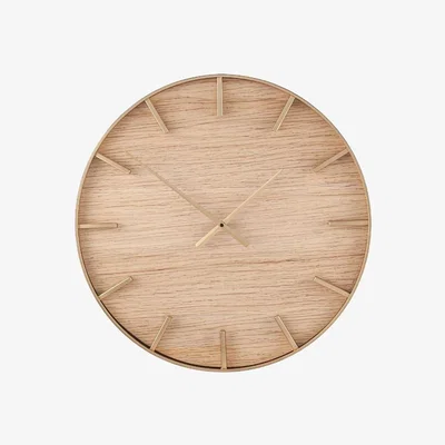 Pagazzi Round Gold & Natural Wood Wall Clock