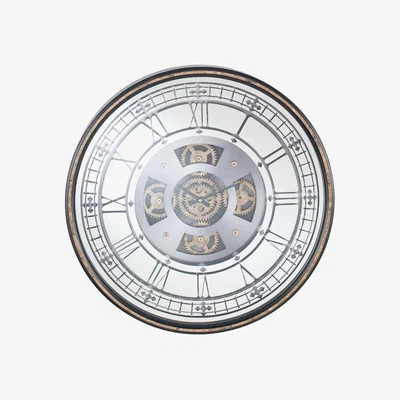 Pagazzi Round Antique Gold Metal & Cog Wall Clock
