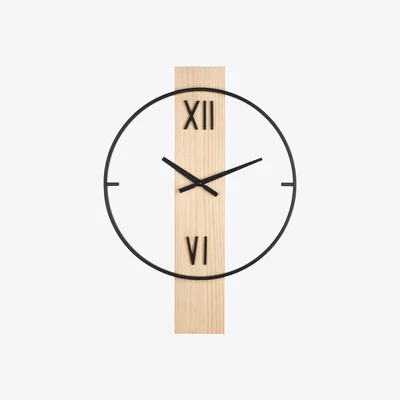 The Range EGLO Yamatsuri Black SteelWood Skeleton Wall Clock - black, natural