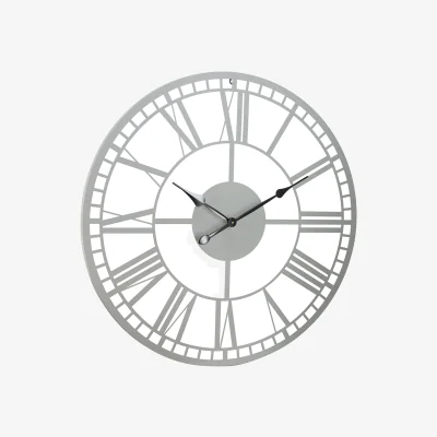 The Range Charles Bentley Malham Round Skeleton Wall Clock Metal Grey - Grey