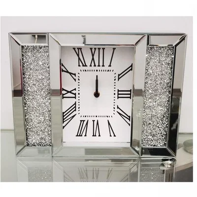 The Range Crushed Diamante Mirror Wall Clock - Silver