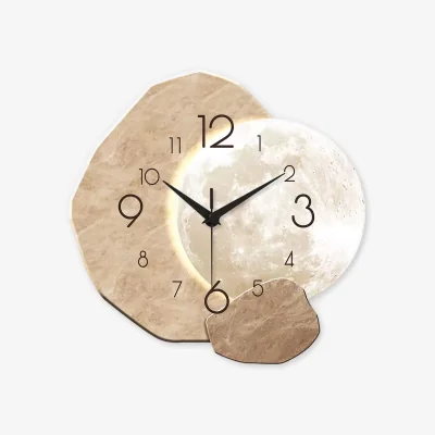 The Range Modern Moon Design Silent Wooden Wall Clock - Brown