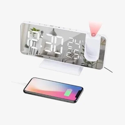 The Range Projection Alarm Clock with Dual Alarm - White
