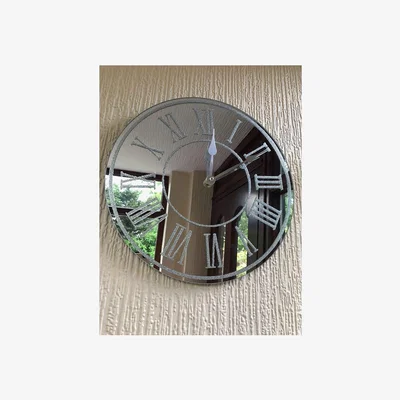 The Range Round Sparkle Glitter Mirrored Wall Clock - Silver