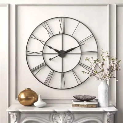 The Range Large Rustic Wall Clock Roman Numerals - black