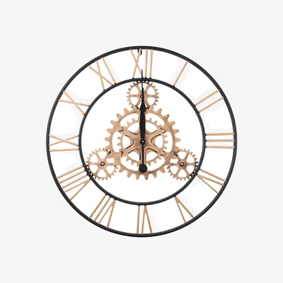 The Range 30 Inch Retro Non-Ticking Gear Wall Clock - Gold