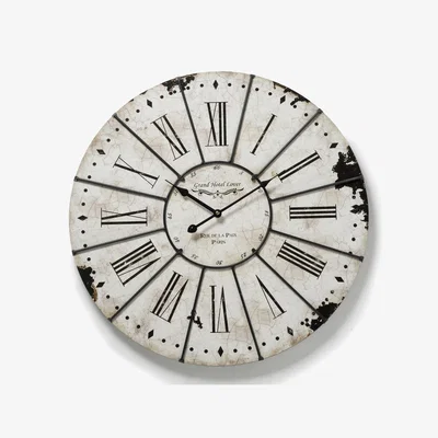 The Range Antiqued Roman Numeral Wall Clock - White