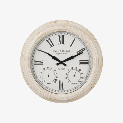 The Range Outdoor Wall Clocks - White Washed Gold