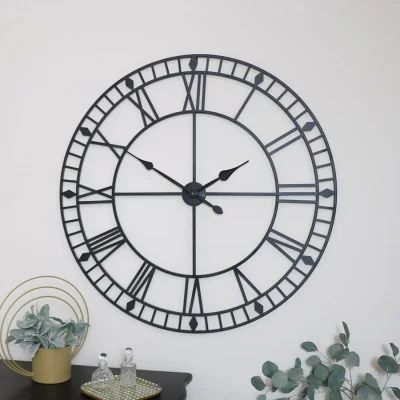 The Range Extra Large Metal Skeleton Clock 100cm x 100cm - Black