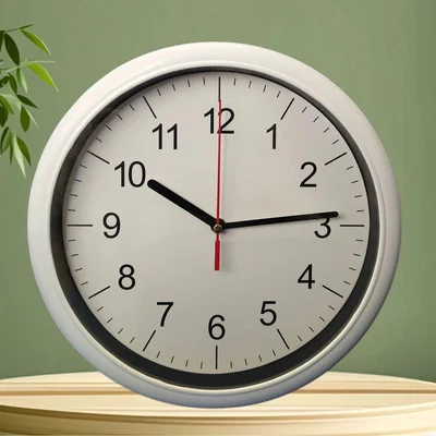 The Range White Round Quartz Wall Clock Battery Operated 24cm Minimalistic - White