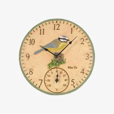 The Range 12" Blue Tit Bird Clock - Cream,Blue,Green,Brown