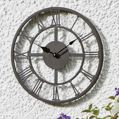 The Range Roman Numerals Garden Wall Clock - Grey