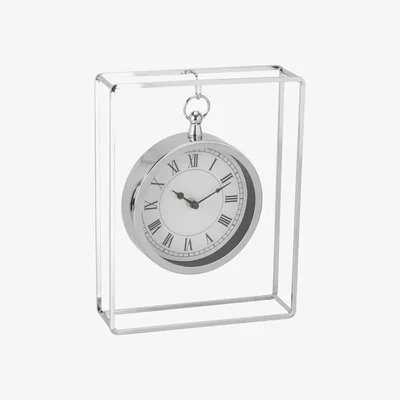 The Range Decorative Hanging Silver Round Clock - Silver