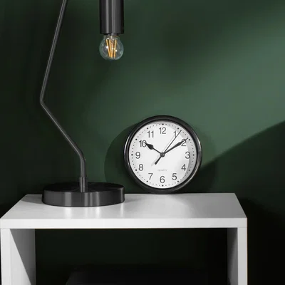 The Range Basic Wall Clock Round Analogue Vintage Home Decor Small Bedroom Kitchen - Black