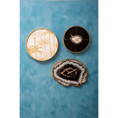 The Range Celina Black And Gold Agate Effect Wall Clock - Black