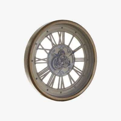The Range Cassop 82cm Dia Antique Gold Round Wall Clock - Gold