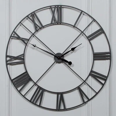 The Range Extra Large Black Skeleton Metal Wall Clock - Black