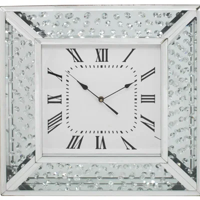 The Range Winston Crystal Mirrored Wall Clock - Silver