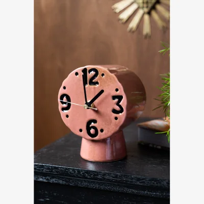 Rockett St George HKLIVING Retro Pink Ceramic Mantel Clock