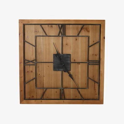 The Range Williston Square Wooden Wall Clock Modern Decor - Brown