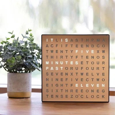 The Range Electronic Led Light Up Wall Hanging Bedside Word Clock - Black Copper
