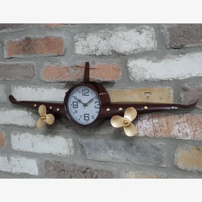 The Range Small Vintage Aeroplane Wall Clock - Dark Brown