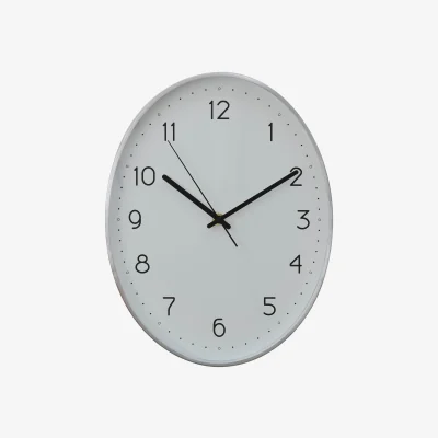 The Range Elko Oval Wall Clock with Silver Finish - Silver