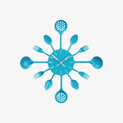 The Range Romero 33cm Dia Blue Cutlery Metal Wall Clock - Blue