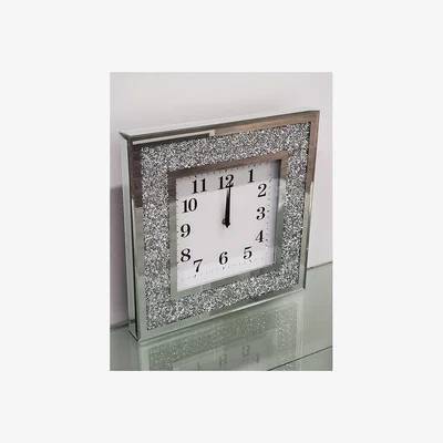 The Range Crushed Diamante Wall Clock English Number - Silver