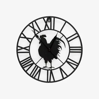 The Range Roman Wall Clock With Chicken  - Black