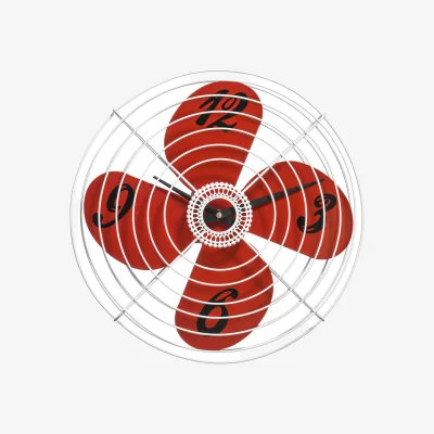 The Range Misam 38cm Dia Red Retro Fan Design Wall Clock - Red