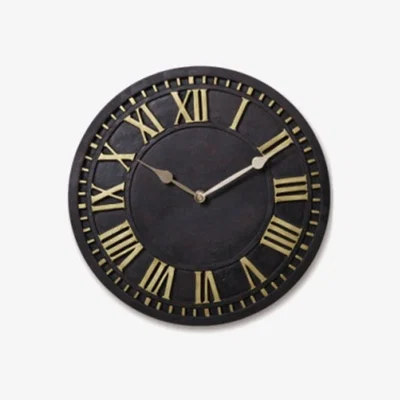 The Range Retro Resin Hanging Round Wall Clock Roman Numeral Giant Church Decor 12inch - Black