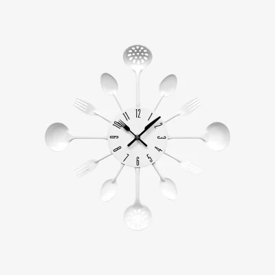 The Range Romero 33cm Dia White Cutlery Metal Wall Clock - White
