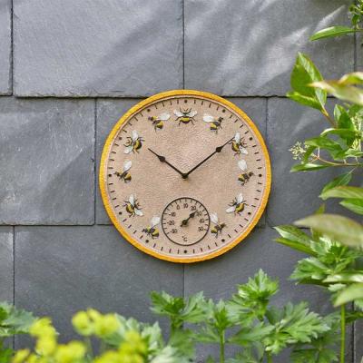 The Range Bee Wall Clock and Thermometer - Brown,Yellow,Black