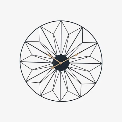 The Range Metal Geo Design Round Wall Clock - Black