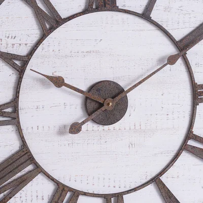 The Range Rustic Wooden Clock With Aged Numerals For Country Charm - Antique Brass
