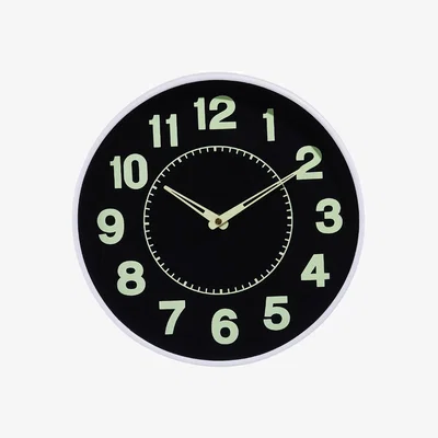 The Range 12-inch Battery-Powered Luminous Non-Ticking Wall Clock - Black