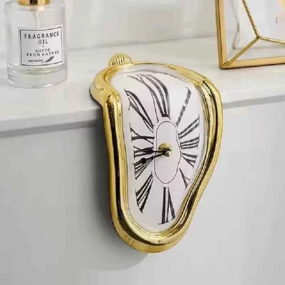 The Range Melting Wall Clock Surreal Art Decor for Home - gold& white