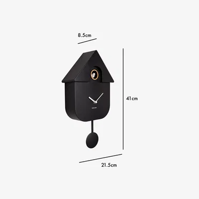 Rockett St George Modern Black Cuckoo Wall Clock